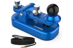 PUTIKEEG Mini Morse Radio Key CW HAM Send Telegram Double Paddle Morse Code Key with Aluminum Alloy Body Base Blue(S)