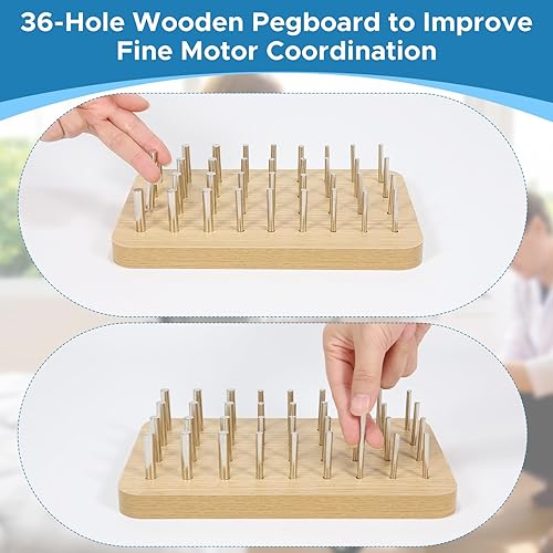 Wooden Peg Board For Occupational Therapy With 3 Sizes Of Pegs And - View #8