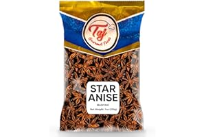 TAJ GOURMET FOODS TAJ Star Anise Seeds (Whole Pods), Badian Khatai, Whole Chinese Star Anise, 7oz (200g)