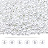 TOAOB 500pcs 6mm White Round Glass Pearl Beads Loose Spacer Beads for DIY Craft Necklaces Bracelets Jewelry Making