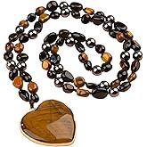 Long Necklaces for Women Boho, Oval Waterdrop Turquoise Pendant, Natural Stone Beaded, Handmade,Vintage & Elegance, Boho Fashion Charm Beaded Necklace for Women