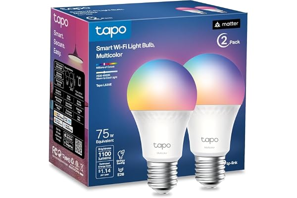 Tapo TP-Link Smart Light Bulbs, 1100 Lumens High Brightness (75W Equivalent), Matter-Certified, 16M Colors WiFi Light Bulb, D