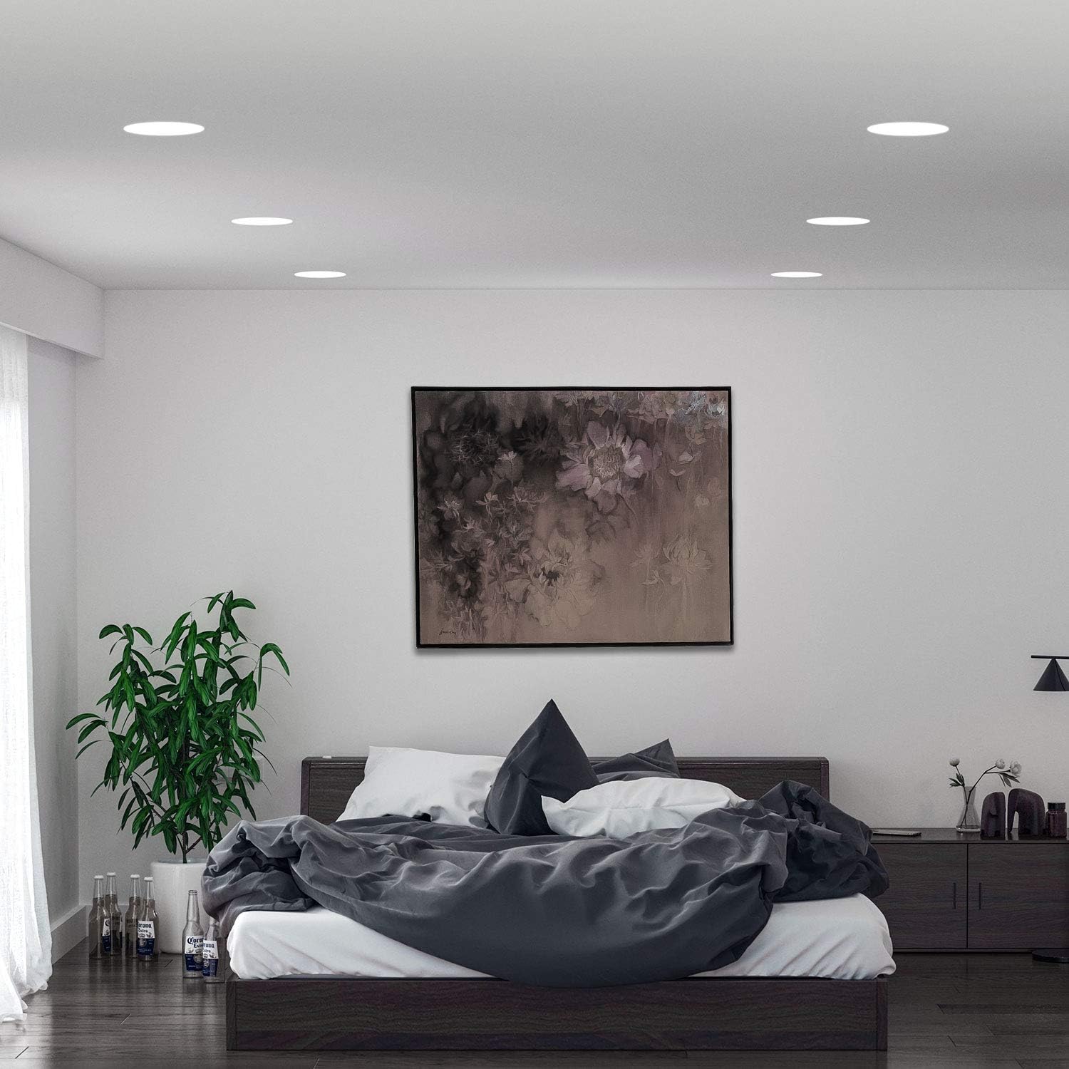 12 Pack 5/6 Inch LED Recessed Lighting, Baffle Trim, CRI90, 15W=100W, 1100lm, 5000K Daylight White, Dimmable Recessed Lighting, Damp Rated LED Recessed Downlight, ETL Listed - - 