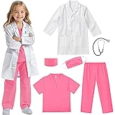 RioRand Doctor Costume for Kids With Stethoscope Lab Coat Career Day Costume Halloween Dress Up For Boys Girls 3-12
