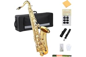 Garvee AS200 B Flat Tenor Saxophone with Accessories, Mouthpiece, Reeds, Strap, Case, Cleaning Cloth, Gloves, Brush - Beginne