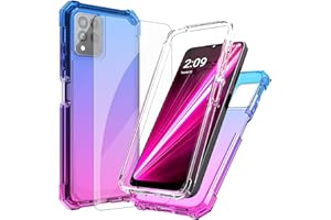 Ailiber for Revvl 6 5G Pro Phone Case, TMobile Revvl 6X Pro 5G Case with Screen Protector, Dual Layer Protection, Shock-Absorbing Corners TPU Bumper, Heavy Duty Cell Phone Cover-Blue Pink