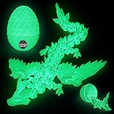Cessfle Prefilled Easter Eggs with 3D Printed Dragon with Wings Inside, 8" 3D Articulated Crystal Winged Dragon Egg, Easter Basket Stuffers for Boys Kids Teen 4-6 5-7 8-12 (Luminous Green)