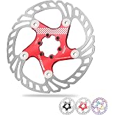 BUCKLOS IIIPRO 140/160/180/203mm Floating Bike Disc Brake Rotor with 6-Bolt | Stainless steel bicycle disc brakes rotors, 44mm hole spacing, Fits mountain road bike, ebike, scooter, folding bikes(Red)