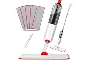 ZNM Spray Mop for Floor Cleaning, Microfiber Floor Mop with 500ML Refillable Bottle, Dry Wet Mop with 5 Reusable Mops Pads, D