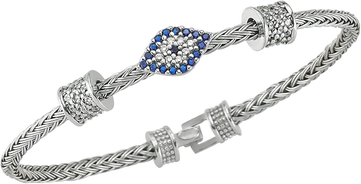 Evil Eye Bracelet 925 Sterling Silver Filled, CZ stones by Evil Eye Gems Exclusive