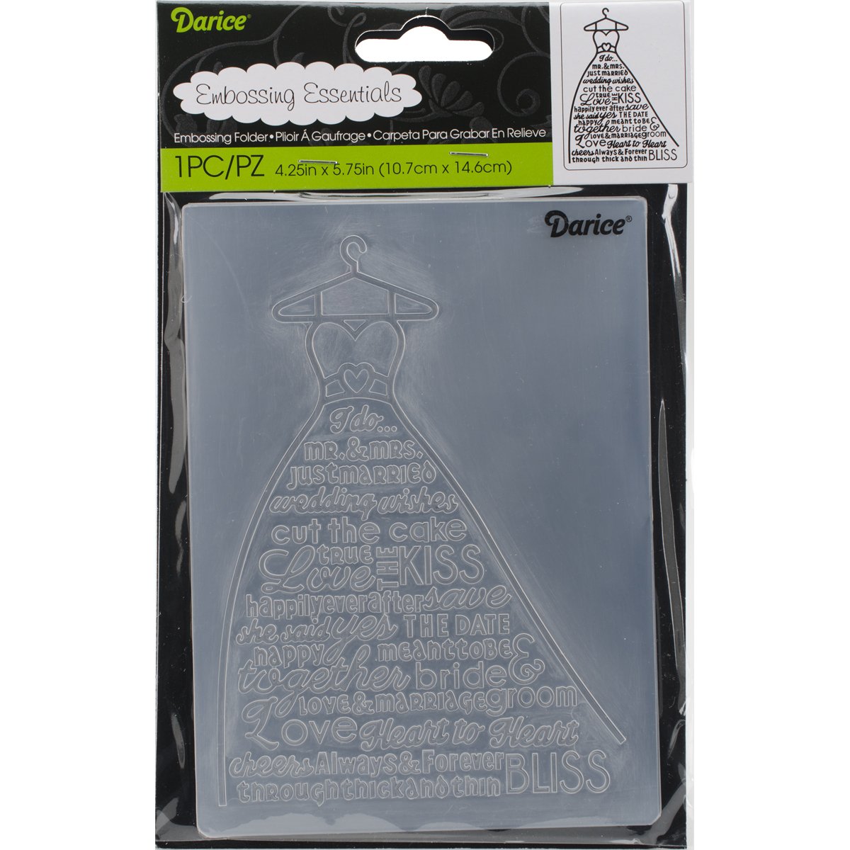 Darice Embossing Folder 4.25 x 5.75 Wedding Dress, 13.58 x 22.58-Inch