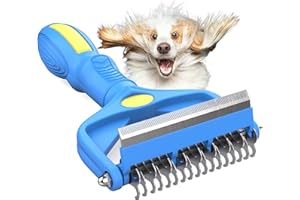 DECYAM 3-in-1 Deshedding Brush for Pets - Dematting Undercoat Rake for Thick Fur on Dogs and Cats, Upgraded Version