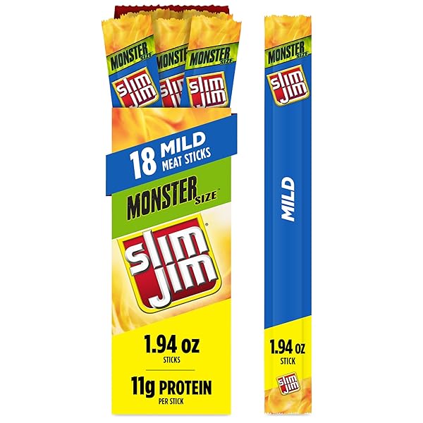 SLIM JIM MONSTER SMOKED MEAT STICKS, MILD FLAVOR,...