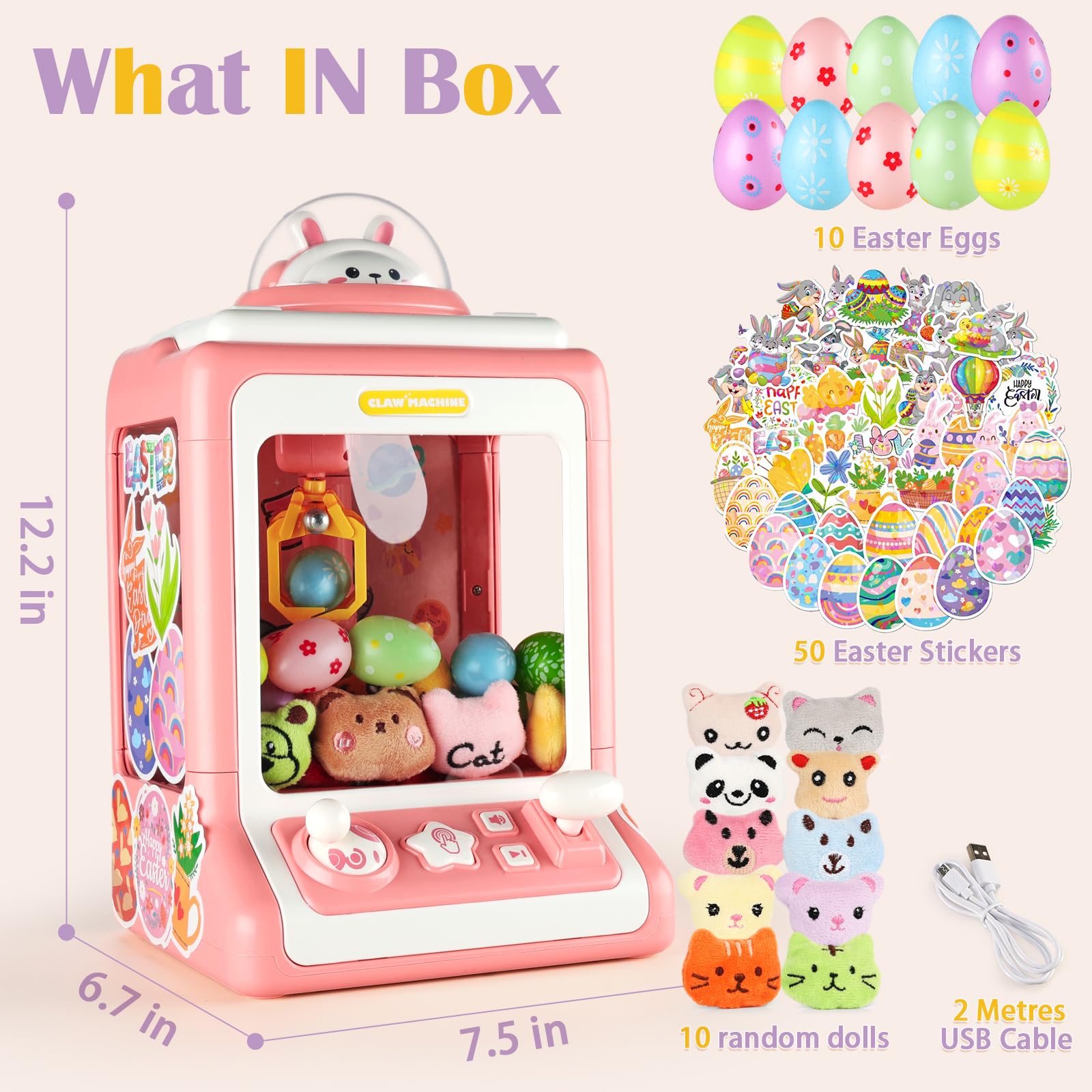 Rabbit Claw Machine for Kids and Adults with Mini Prizes|Candy Machine Toys for Ages 8-13 Girls|Birthday Gifts for 6 7 9 10 12 Years Old