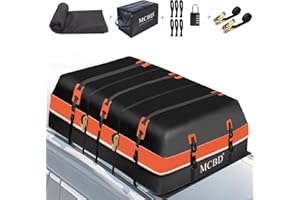 MCBD 30 Cubic Feet Rooftop Cargo Carrier Bag, Waterproof Soft-Shell Car Roof Bag for All Vehicles SUV with/Without Rack, Car Top Luggage Storage Bag, Orange