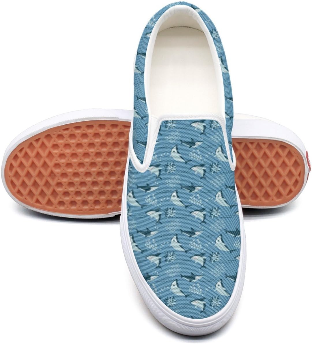seventtynine Cool Sharks And Seaweeds Pattern Classic Men's Canvas Slip-Ons Loafer Shoes Sneaker