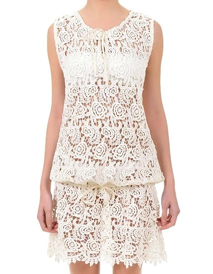 Iconique Robe De Plage En Dentelle Blanche à Fleurs 621 Ke