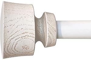 DECOPOLITAN Stockton 86-128 Inch Adjustable Curtain Rod Set, 5/8 Inch Diameter in Antique White