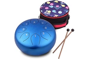 Musfunny Steel Tongue Drum for Kids: 6 Inch 8 Notes Steel Drums C Major with Drumsticks Bag Finger Cover - Handpan for Musical Education Meditation Percussion Musical Instruments