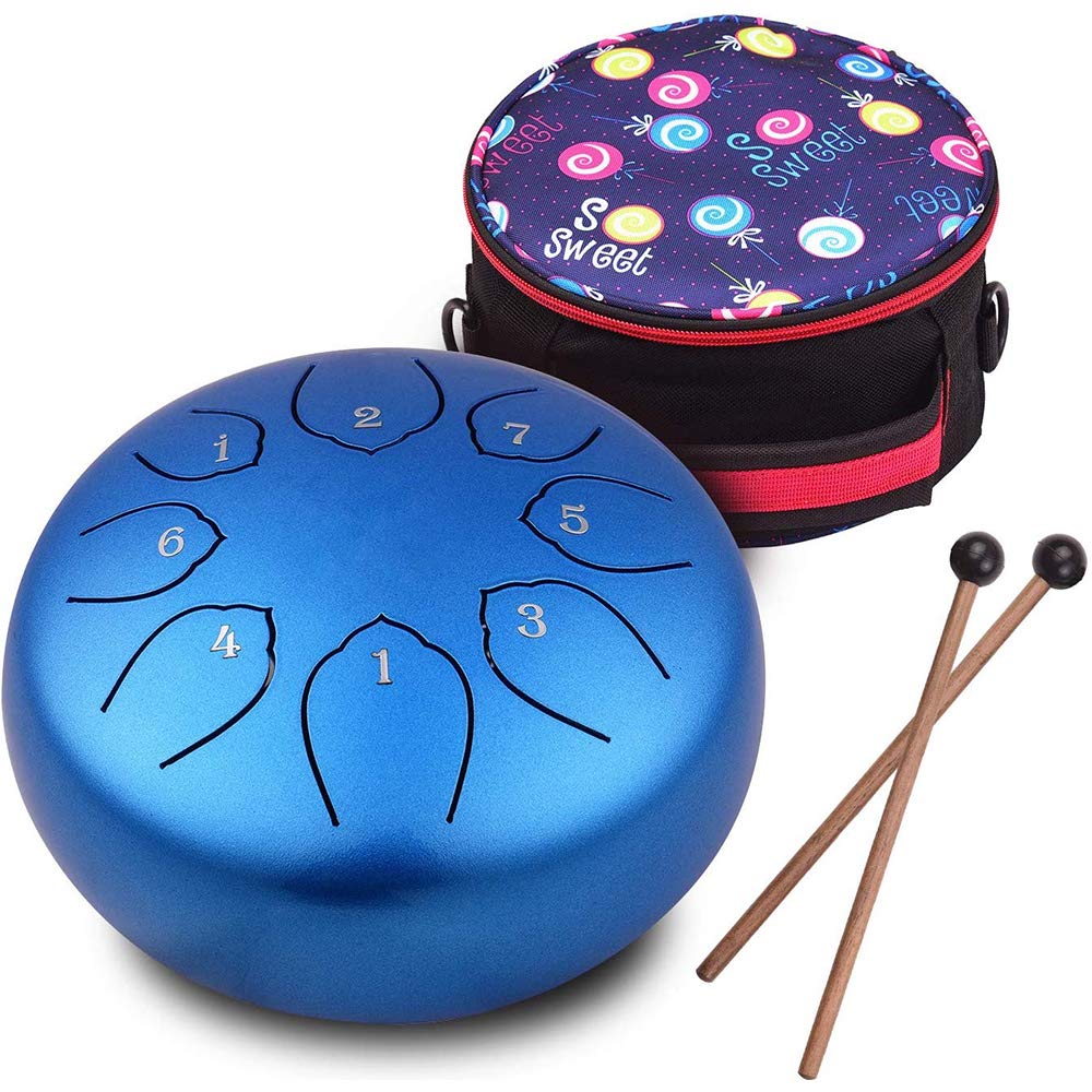 Musfunny Steel Tongue Drum for Kids: 6 Inch 8 Notes Steel Drums C Major with Drumsticks Bag Finger Cover - Handpan for Musical Education Meditation Percussion Musical Instruments