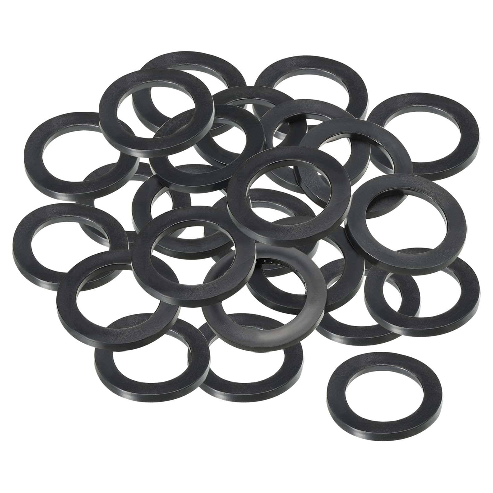 PATIKIL M30 Rubber Flat Washer, 24 Pack 30mm ID 40mm OD 3mm Thick Sealing Spacer Gasket Ring for Faucet Pipe Water Hose Fastener Bolt, Black