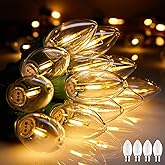Vintage C9 Christmas Lights Outdoor, 100 Feet 100 LED C9 Christmas Decorations, Connectable Waterproof String Lights for Holiday Party Roofline Backyard Garden Patio, E17 Base, Warm White