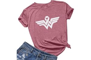 LOTUCY Breast Cancer Shirts for Women:Breast Cancer Awareness Shirts Cancer Care Gifts Short Sleeve Tee Top