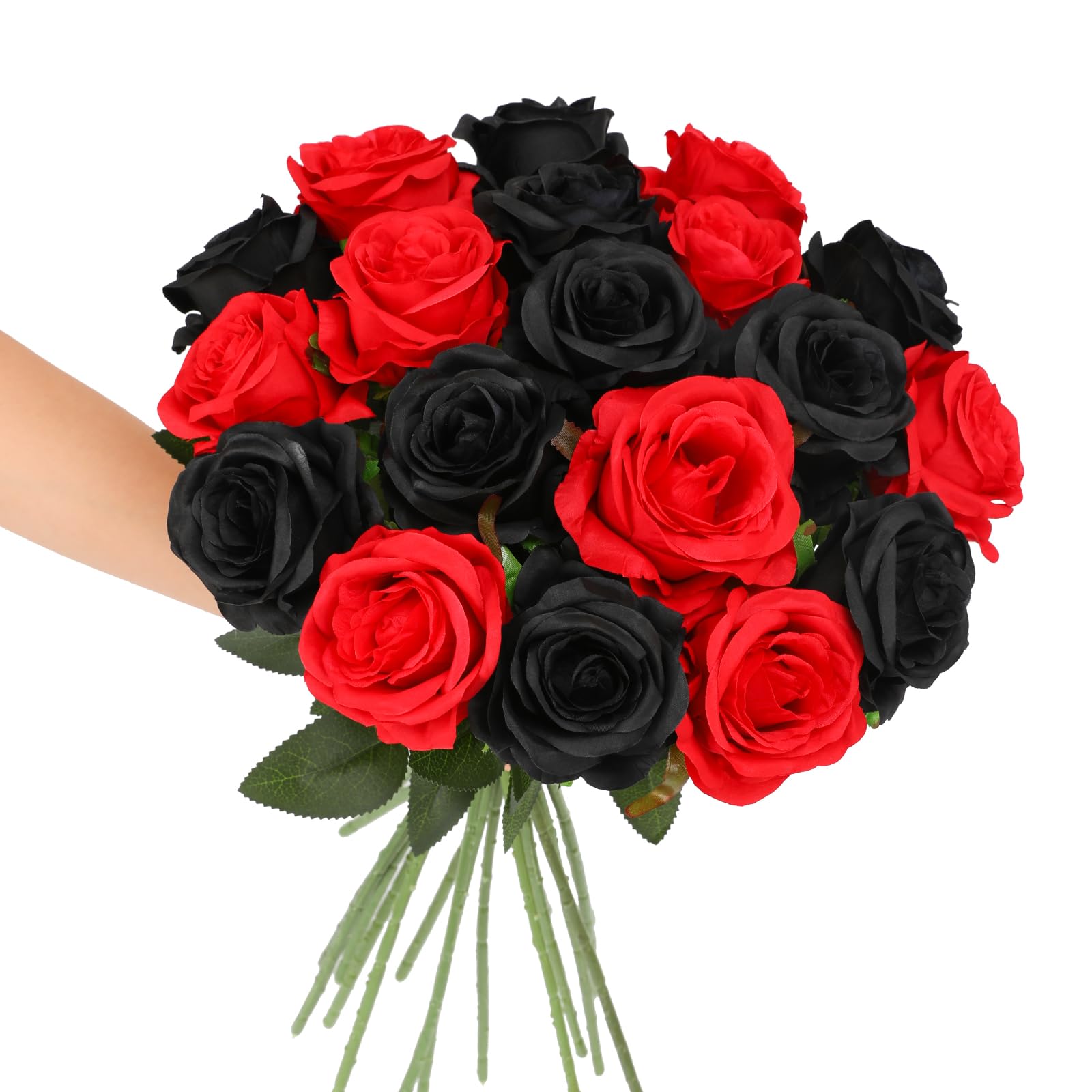Photo 1 of Tifuly Roses Artificial Flowers - 12 pcs Realistic Long Stem Fake Roses Mashup Style Silk Roses for DIY Bouquets Wedding Centerpieces Arrangements Home Party Decor(Black & Red)