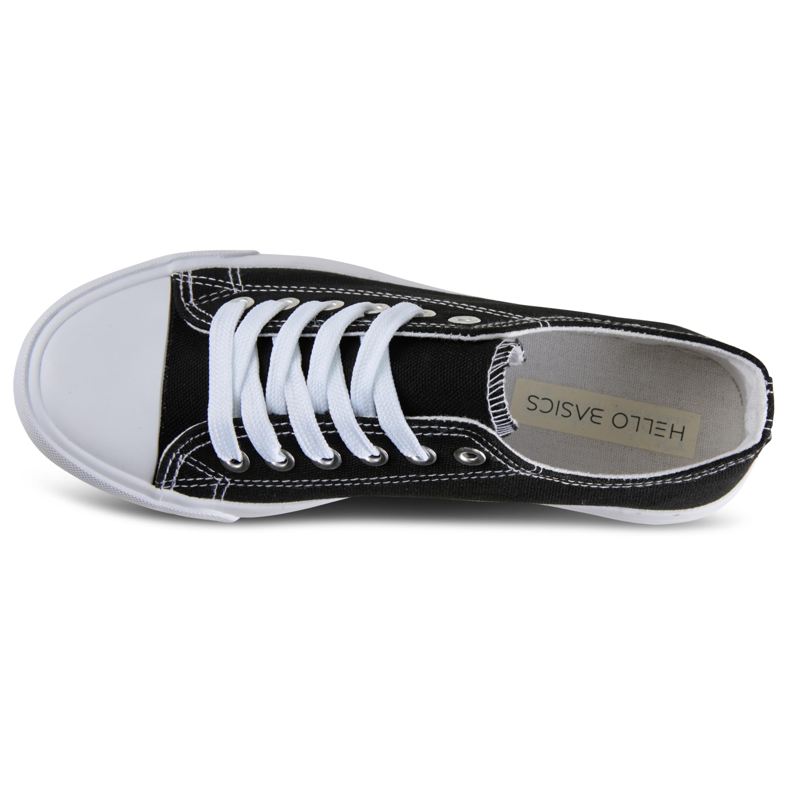 hello basics Canvas Shoes for Women Casual Low Top Black and White Sneakers Fashion Womens Tennis Shoes, Black White, Size 8