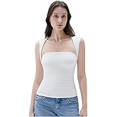 SUUKSESS Womens Square Neck Going Out Tank Tops Double Lined Summer Sleeveless Business Casual Shirt