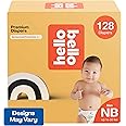 Hello Bello Premium Diapers, Size Newborn (NB - Up to 10 lbs) Surprise Pack for Boys - 128 Count, Hypoallergenic with Soft, Cloth-Like Feel - Assorted Boy & Gender Neutral Patterns