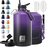 DYSANKY 1 Gallon Water Bottle Insulated | Thickened Stainless Steel Vacuum Metal Water Jug | Portable Sports Large for Gym and Hiking with Straw, Carrier Bag, Handle Strap | BPA-Free 128 oz