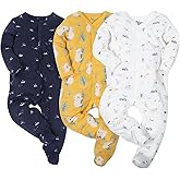 Minicoco Baby Boys Girls Cotton Footies Multi Pack Long Sleeve Baby Footed One-Piece Jumpsuit Multi Pack