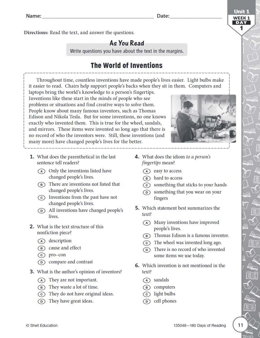 180 Days™: Reading for 6th Grade 2nd Edition Practice Workbook for Classroom and Home, Cool and Fun Practice Created by Teachers (180 Days of Practice) 180 Days™: Reading for 6th Grade 2nd Edition Practice Workbook for Classroom and Home, Cool and Fun Practice Created by Teachers (180 Days of Practice) Perfect Paperback Kindle