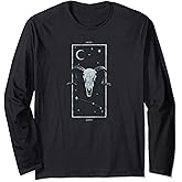 Occult Zodiac Sign Aries Tarot Card Astrology Gothic Devil Long Sleeve T-Shirt