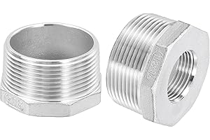 uxcell 1Pcs 1-1/2" Male to 3/4" Female NPT 304 Stainless Steel Reducer Hex Bushing, Reducing Cast Pipe Adapter Fitting for In