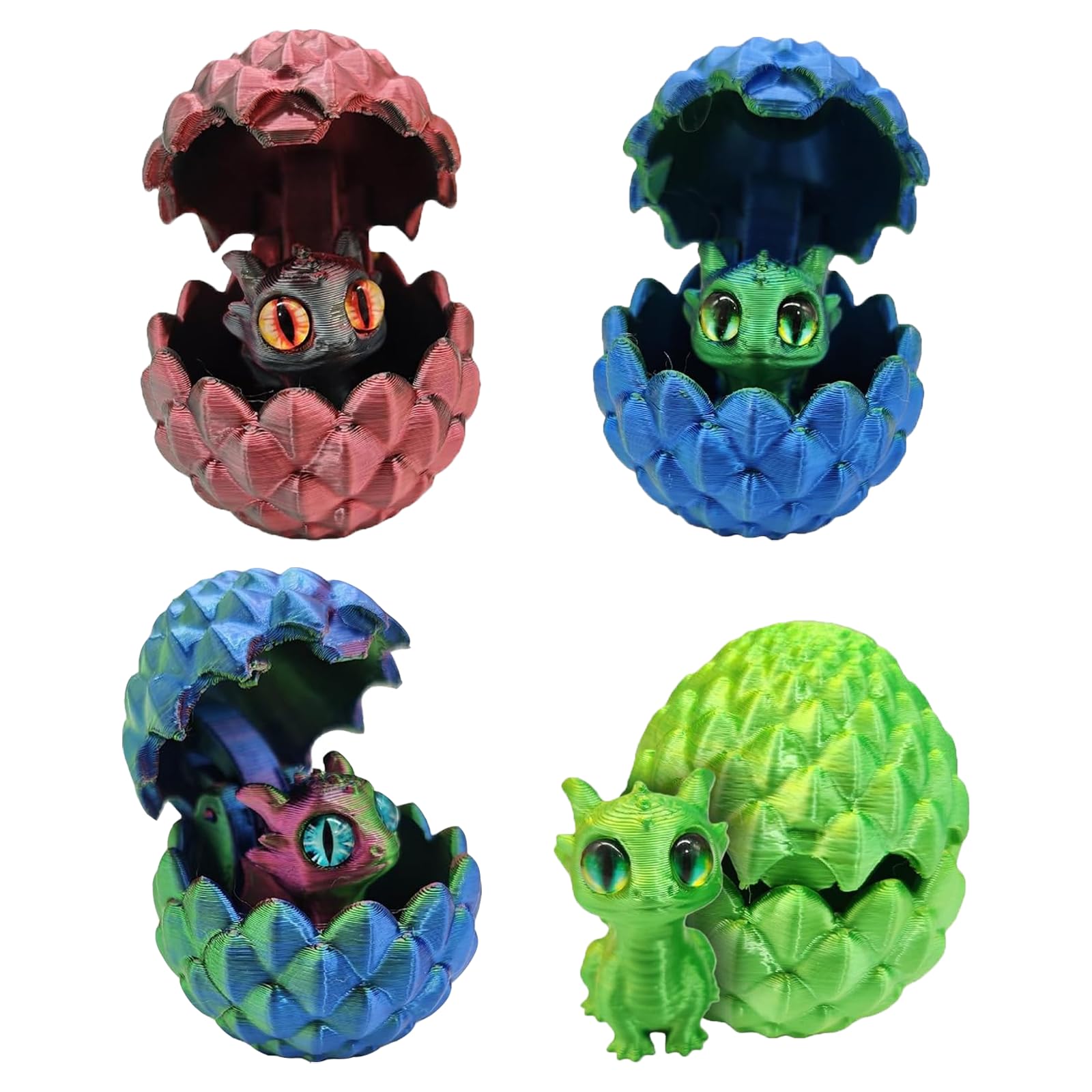 3D Dragon Eggs with Dragon Inside, Creative Desk Decor for Home and Office, Mini Dragon Egg Collection for Display and Gifting, 4 Pieces 3D Printed Dragon Egg Set with Sturdy Material Construction