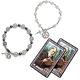 Brilucky 2 Sets St Benedict Bracelets with Saint Benedict Medals and Crucifix,Catholic Rosary Bracelet with San Benito Prayer Card for Women Men Gift,Medalla De San Benito Rosary Jewelry