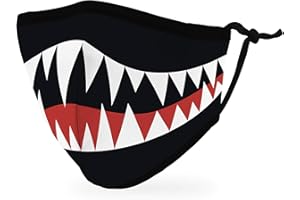 Weddingstar 3-Ply Kid's Washable Cloth Face Mask Reusable and Adjustable with Filter Pocket - Monster Mouth