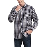 JupiterSecret Men's Plaid Button Down Shirts Cotton Long Sleeve Dress Shirt Business Shirts with Pocket