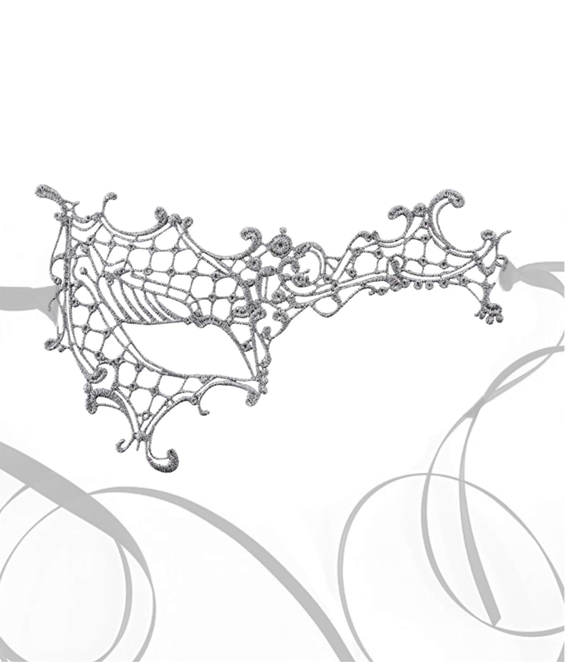 Venetian Half Face Black Lace Mask for Masquerade Prom Halloween Carnival Mask Ball … (Stunning Silver)