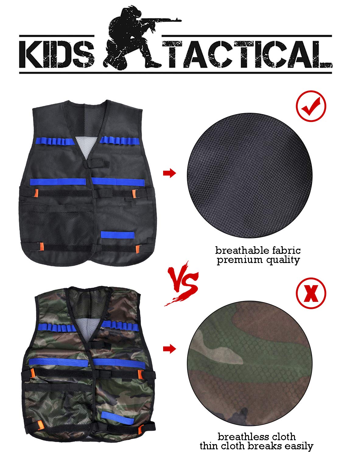 Merryxgift Taktische Weste, Taktische Weste Jacke Kit für Nerf Gun N-Streik Elite-Serie mit 40Pcs Darts Kugeln, 2Pcs 12-Dart Quick Reload Clips, 1Pcs 8-Dart Armbänded, Nahtlose Gesichtsmaske & Goggle