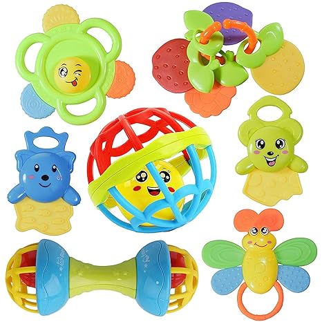FunBlast Rattles and Teether for Babies, Colourful Lovely Attractive Rattles and Teether for Babies,