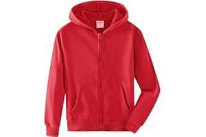 Spring&Gege Youth Solid Classic Hoodies Soft Hooded Full Zip Sweatshirts for Children (3-14 Years)
