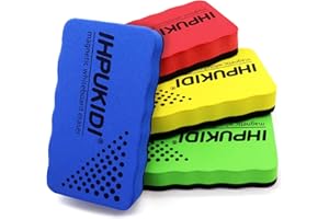 IHPUKIDI Dry Erase Eraser, Magnetic Whiteboard Eraser 4 Pack White Board Erasers, Dry Eraser for Whiteboard, Chalkboard, and Glass, Perfect for School, Home, Office
