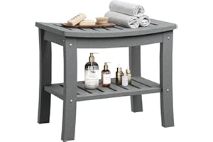 HDPE Shower Bench with Storage Shelf - Waterproof & Non-Slip Bathroom Shower Seat Stool for Bathtub, Indoor Outdoor Spa Stool