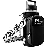 TANAAB Water Bottle Holder with Strap, Neoprene Crossbody Carrier, Phone Pocket, 1.46" Wide Strap, Fits 24-40oz