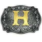 Faeovl Western Belt Buckle Initial Letter ABCDJMS to Z- Cowboy Rodeo Belt Buckles for Women Men