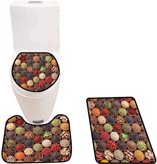Amazon Com 3 Piece Bathroom Rugs Set Colorful Herbs Spices Amazon Com 3 Piece Bathroom Rugs Set Colorful Herbs Spices