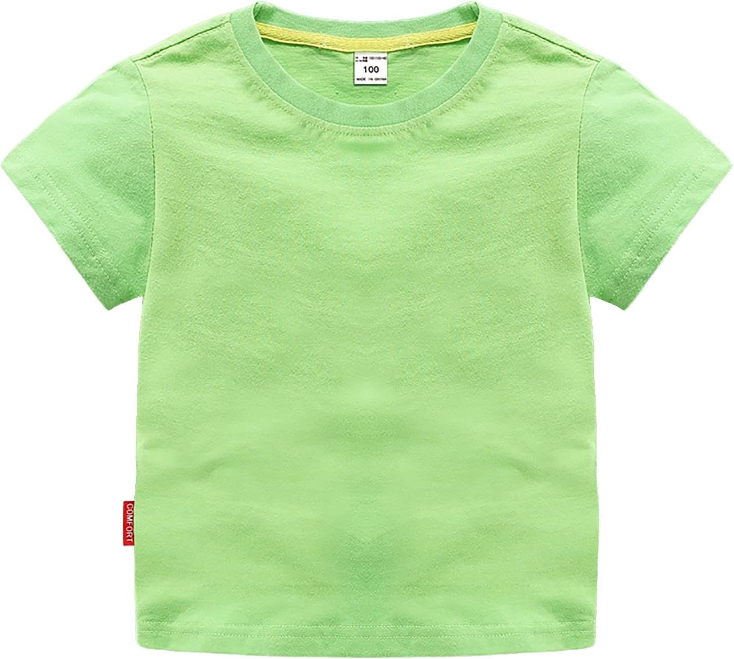 Kids Solid Color Short Sleeve T-Shirts for Boys Girls Summer Crewneck Basic Tee Shirt Toddler Baby Undershirt Tops